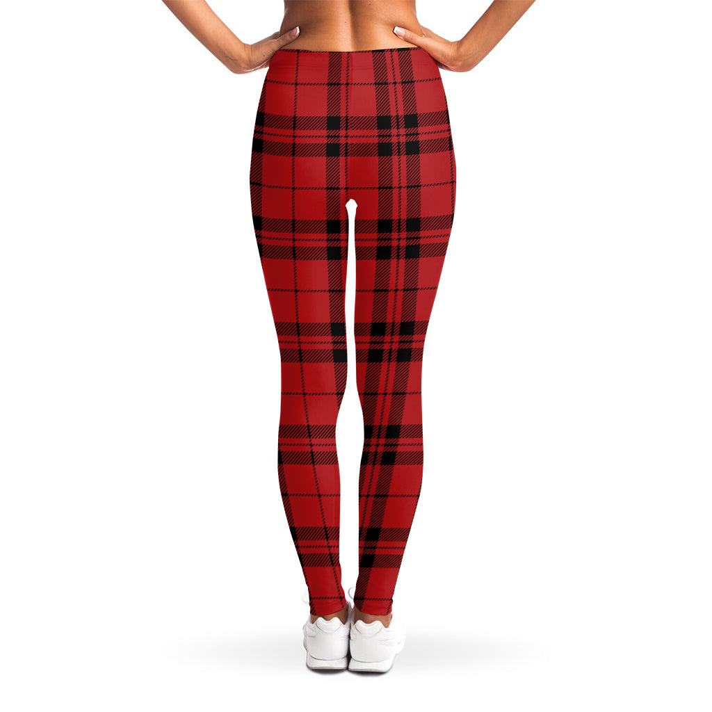Red And Black Tartan Pattern Print Women's Leggings