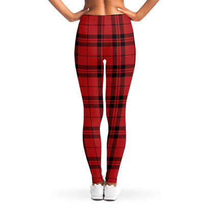 Red And Black Tartan Pattern Print Women's Leggings