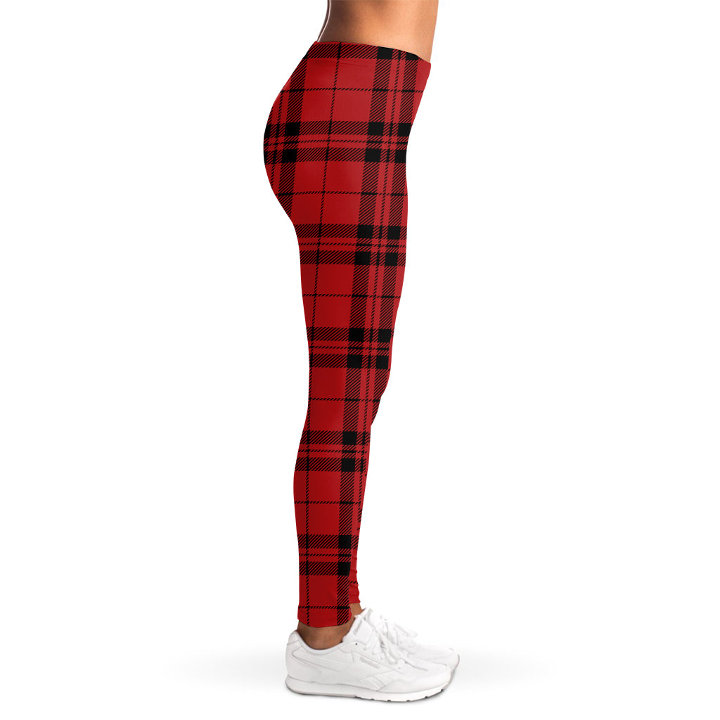 Red And Black Tartan Pattern Print Women's Leggings