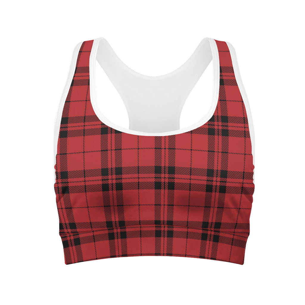 Red And Black Tartan Pattern Print Women's Sports Bra