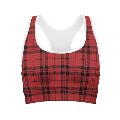 Red And Black Tartan Pattern Print Women's Sports Bra