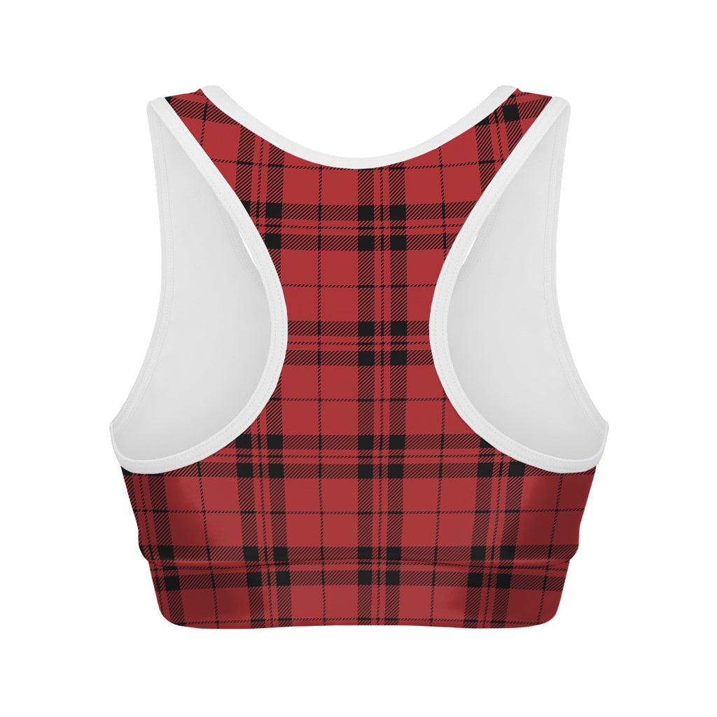 Red And Black Tartan Pattern Print Women's Sports Bra
