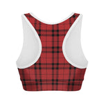 Red And Black Tartan Pattern Print Women's Sports Bra