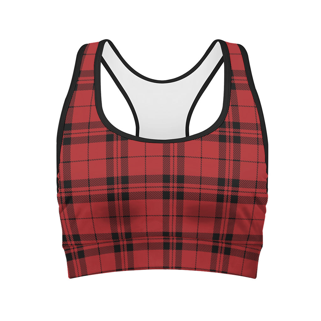 Red And Black Tartan Pattern Print Women's Sports Bra