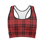 Red And Black Tartan Pattern Print Women's Sports Bra