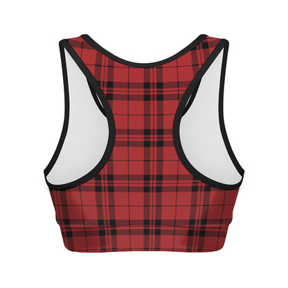 Red And Black Tartan Pattern Print Women's Sports Bra