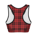 Red And Black Tartan Pattern Print Women's Sports Bra