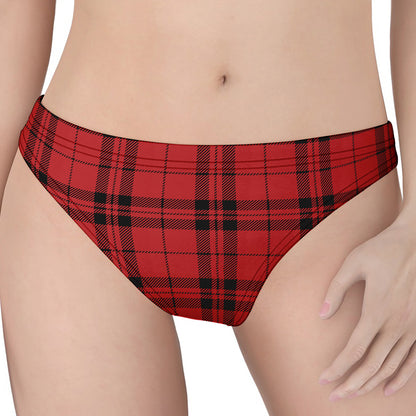 Red And Black Tartan Pattern Print Women's Thong