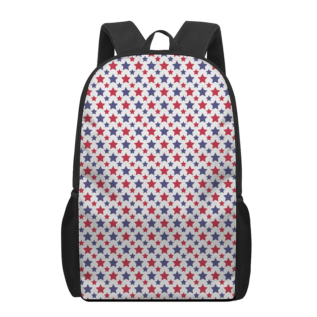 Red And Blue American Star Pattern Print 17 Inch Backpack