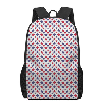 Red And Blue American Star Pattern Print 17 Inch Backpack