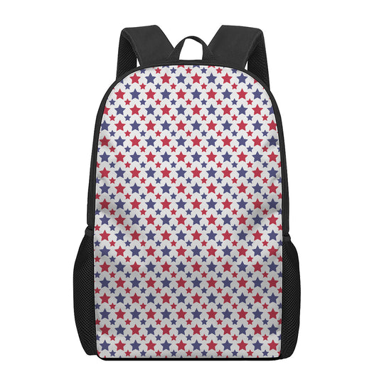 Red And Blue American Star Pattern Print 17 Inch Backpack