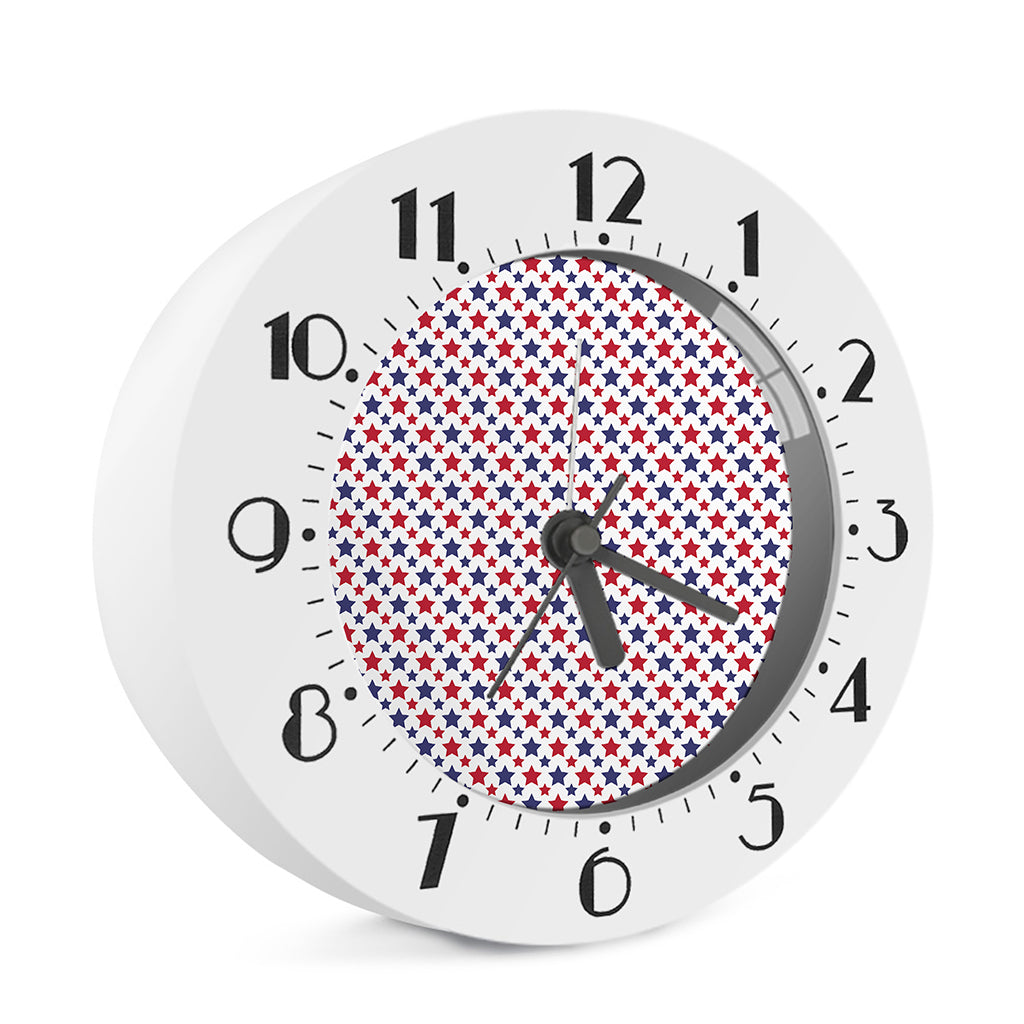 Red And Blue American Star Pattern Print Alarm Clock
