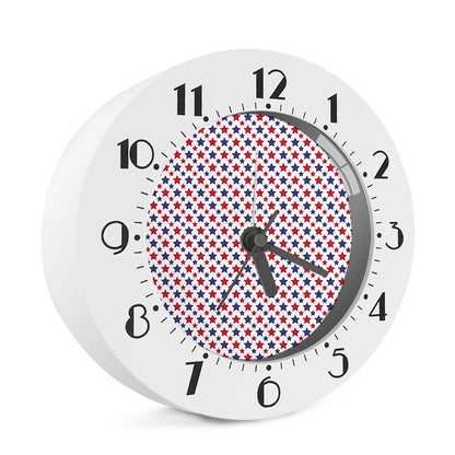 Red And Blue American Star Pattern Print Alarm Clock