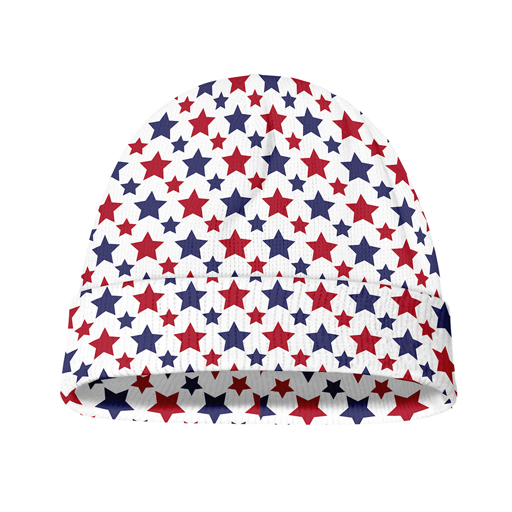 Red And Blue American Star Pattern Print Beanie