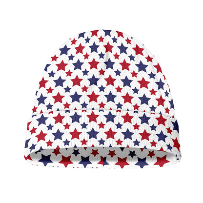 Red And Blue American Star Pattern Print Beanie