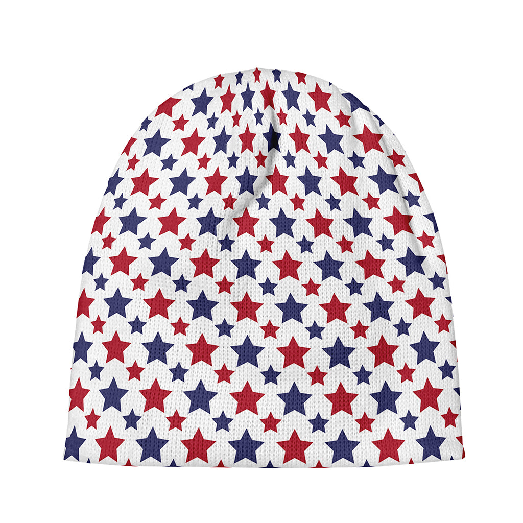 Red And Blue American Star Pattern Print Beanie