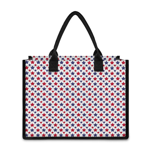 Red And Blue American Star Pattern Print Canvas Tote Bag