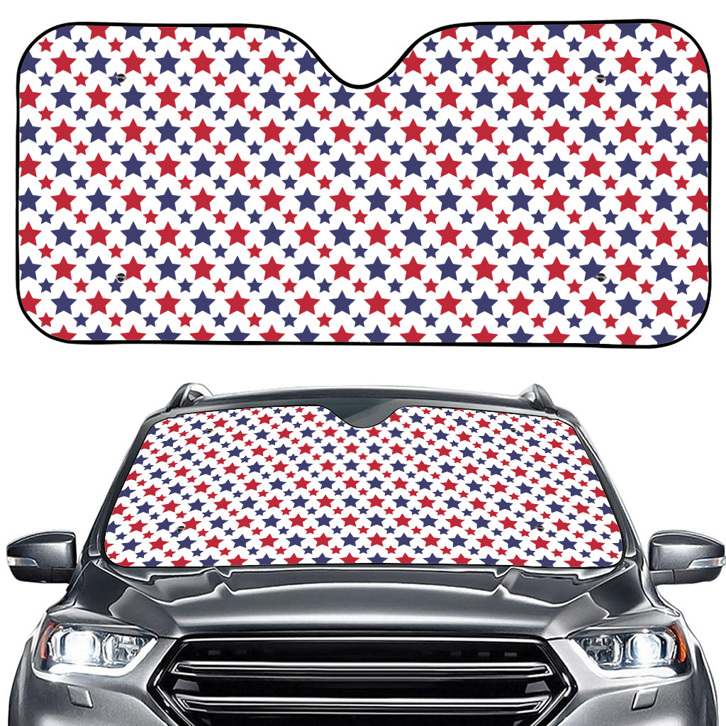 Red And Blue American Star Pattern Print Car Windshield Sun Shade