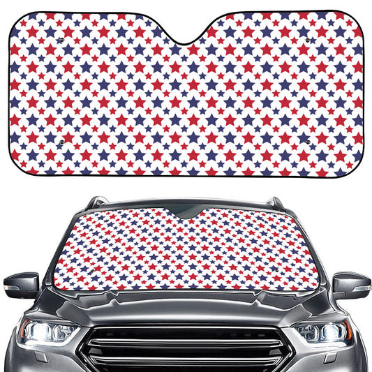 Red And Blue American Star Pattern Print Car Windshield Sun Shade