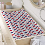 Red And Blue American Star Pattern Print Changing Pad Cover