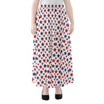 Red And Blue American Star Pattern Print Chiffon Maxi Skirt