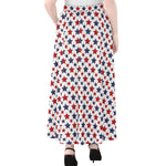 Red And Blue American Star Pattern Print Chiffon Maxi Skirt