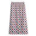 Red And Blue American Star Pattern Print Cotton Front Slit Maxi Skirt