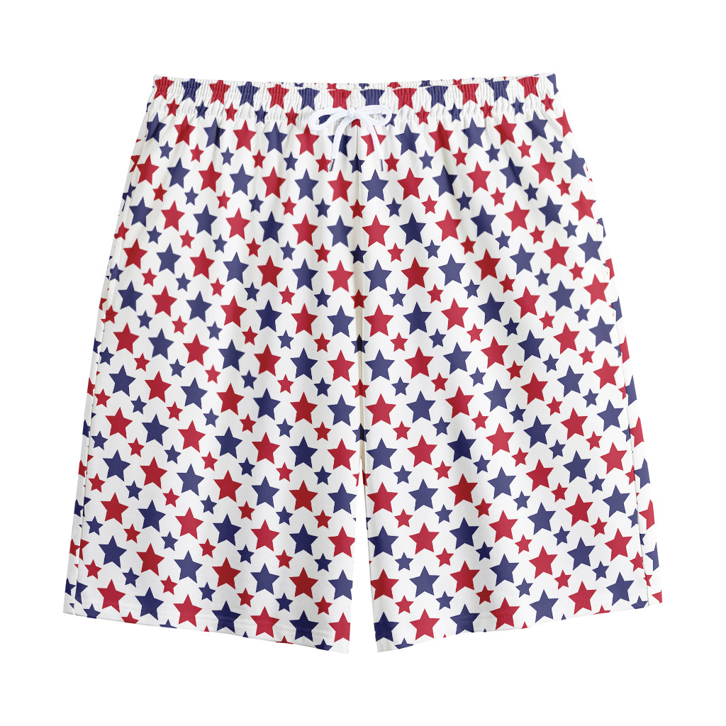 Red And Blue American Star Pattern Print Cotton Shorts