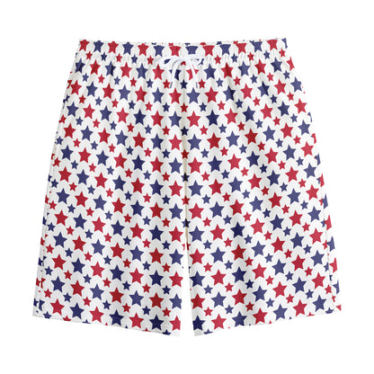 Red And Blue American Star Pattern Print Cotton Shorts