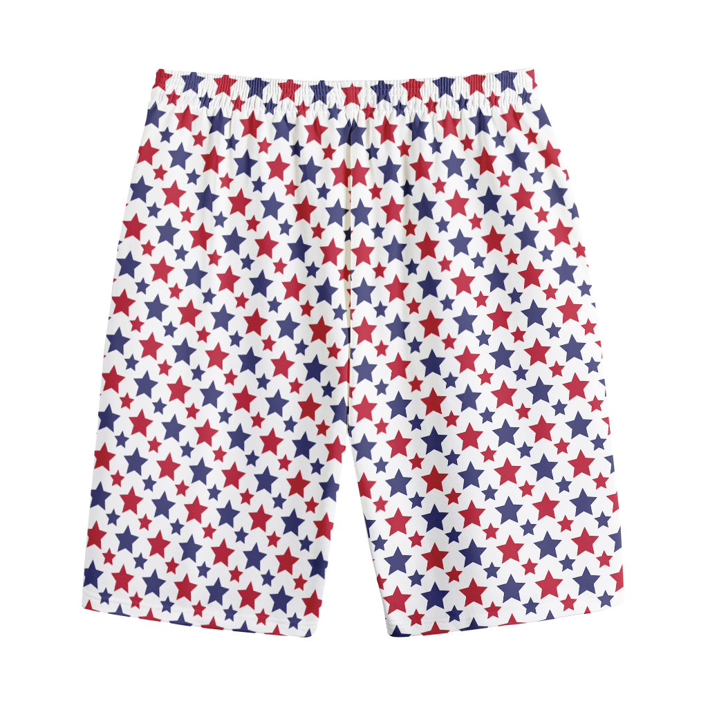 Red And Blue American Star Pattern Print Cotton Shorts