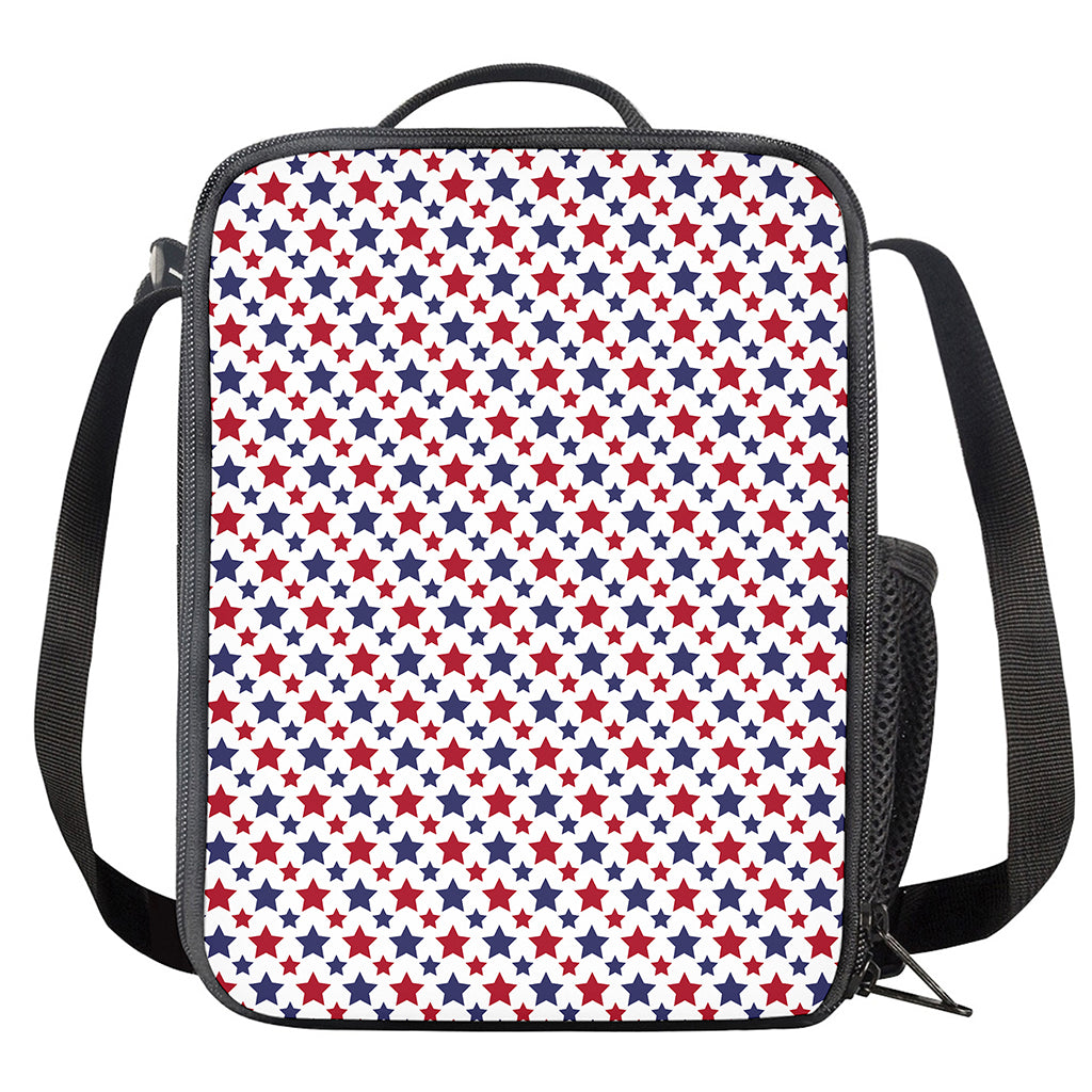 Red And Blue American Star Pattern Print Crossbody Lunch Bag