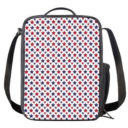 Red And Blue American Star Pattern Print Crossbody Lunch Bag