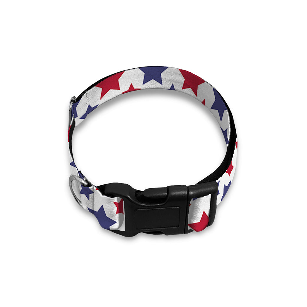 Red And Blue American Star Pattern Print Dog Collar