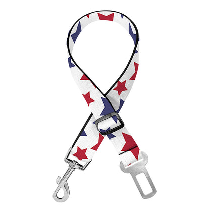 Red And Blue American Star Pattern Print Dog Seat Belt