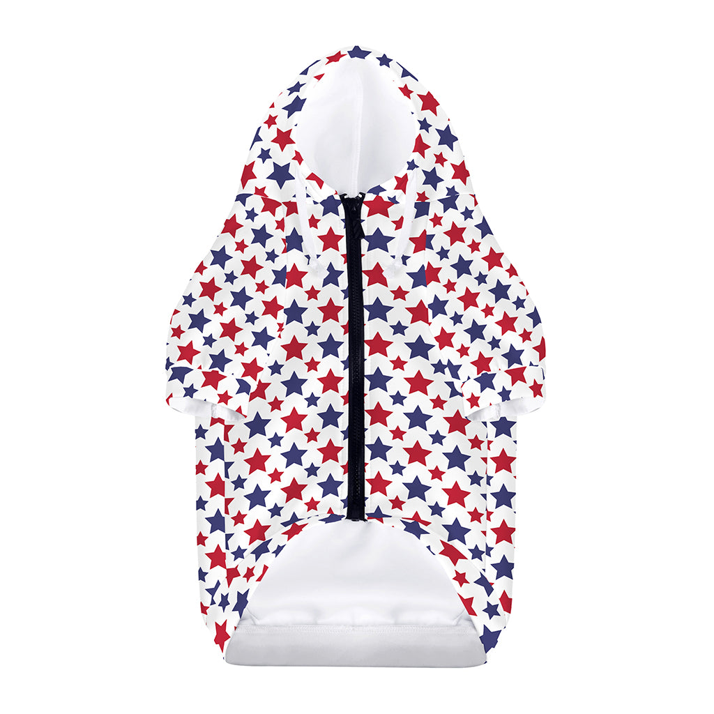 Red And Blue American Star Pattern Print Dog Zip Up Hoodie