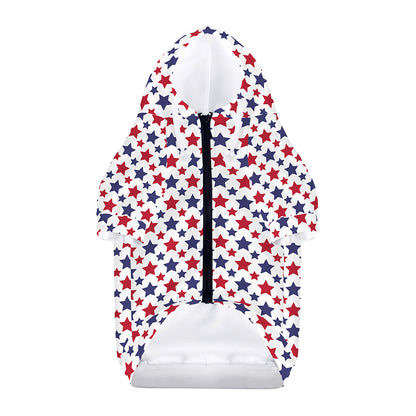 Red And Blue American Star Pattern Print Dog Zip Up Hoodie