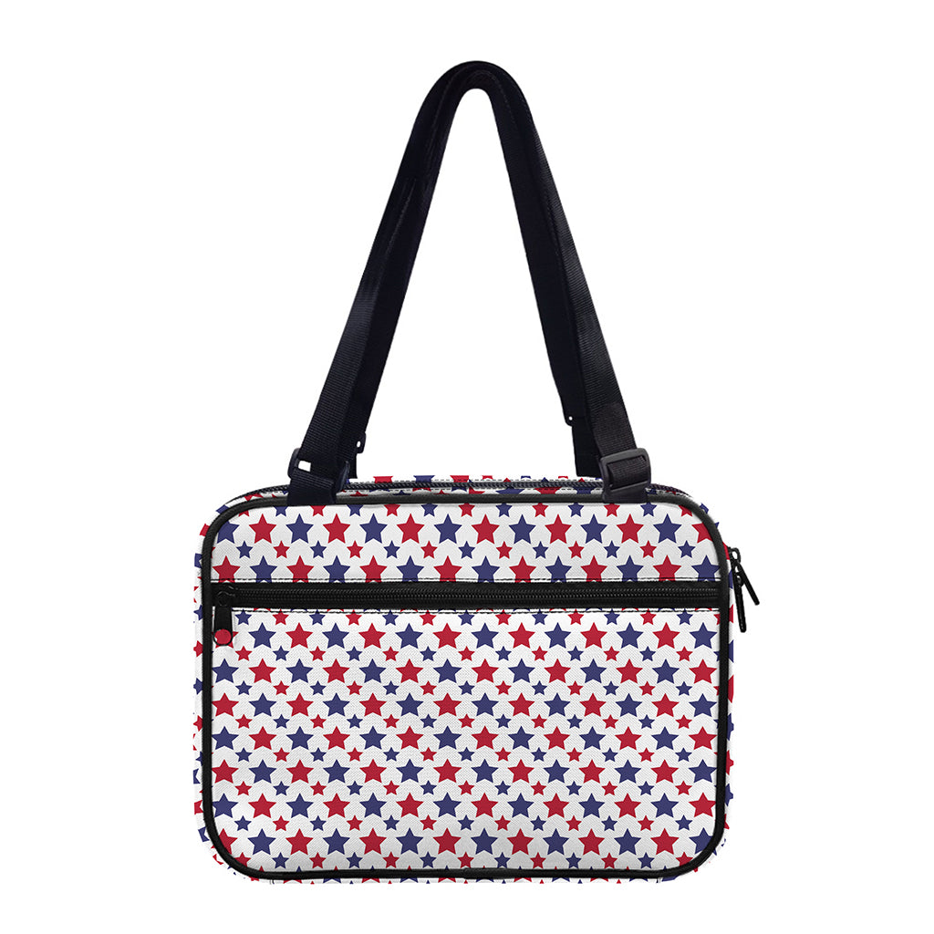 Red And Blue American Star Pattern Print Double Strap Bible Bag