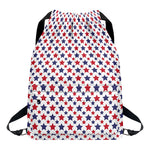 Red And Blue American Star Pattern Print Drawstring Backpack