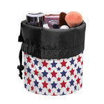 Red And Blue American Star Pattern Print Drawstring Makeup Bag