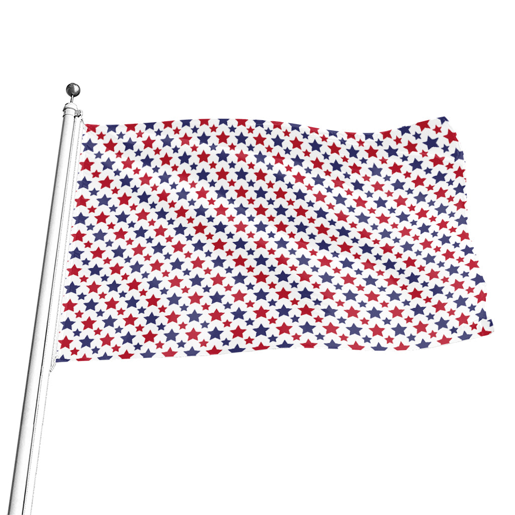 Red And Blue American Star Pattern Print Flag