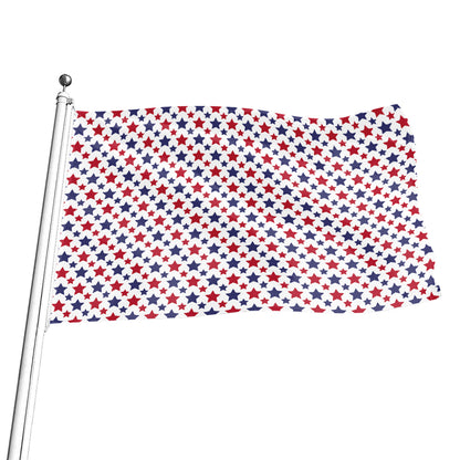 Red And Blue American Star Pattern Print Flag