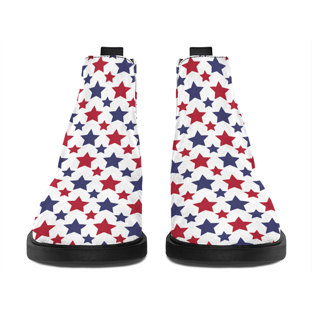 Red And Blue American Star Pattern Print Flat Ankle Boots