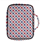 Red And Blue American Star Pattern Print Front Pocket Bible Bag