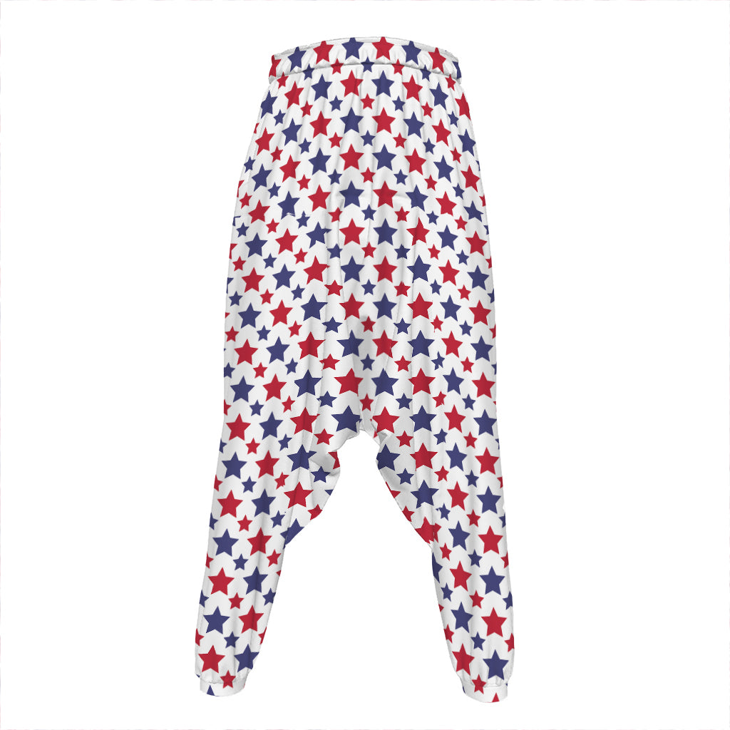 Red And Blue American Star Pattern Print Hammer Pants