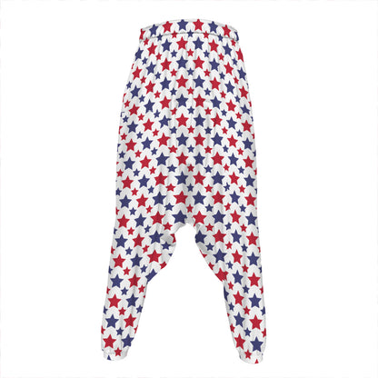 Red And Blue American Star Pattern Print Hammer Pants