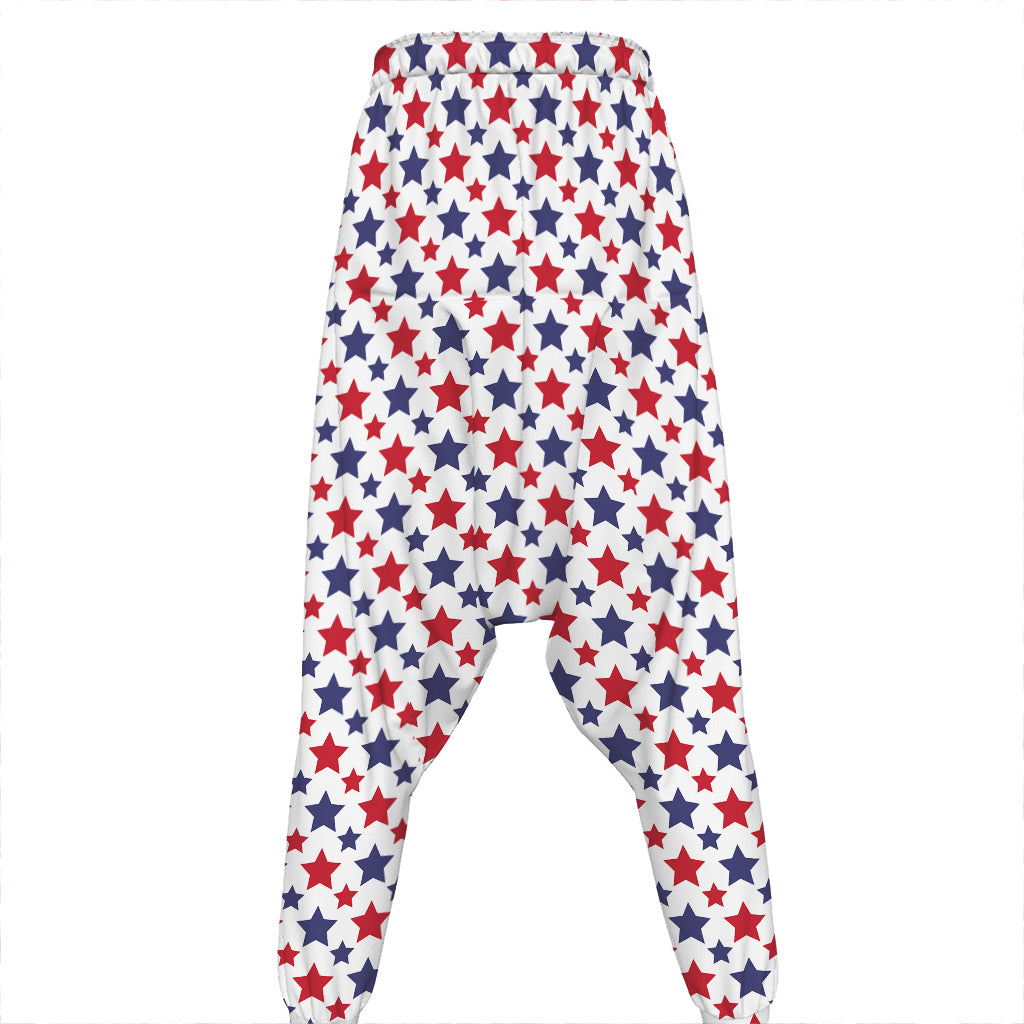 Red And Blue American Star Pattern Print Hammer Pants