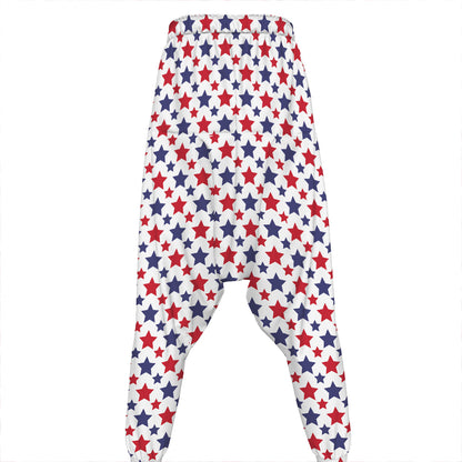 Red And Blue American Star Pattern Print Hammer Pants