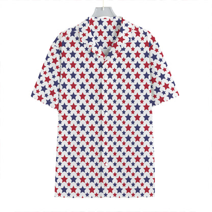 Red And Blue American Star Pattern Print Hawaiian Shirt