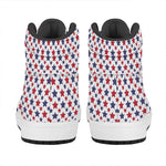 Red And Blue American Star Pattern Print High Top Leather Sneakers
