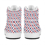 Red And Blue American Star Pattern Print High Top Leather Sneakers